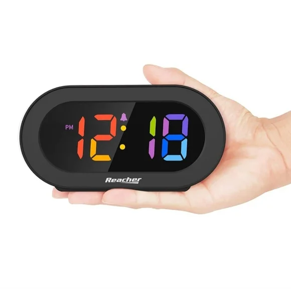 Reacher Black Digital Alarm Clock with Multicolor LED Display - Picture 4 of 11